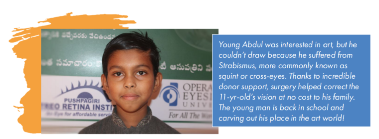 Young Indian boy with cross eye receives corrective surgery through Operation Eyesight