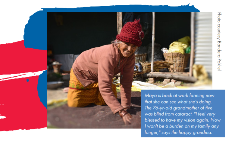 A 76-year old woman from Nepal can go back to work after receiving cataract surgery through Operation Eyesight