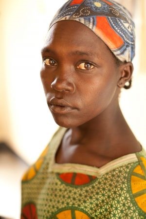 African woman with bright brown eyes