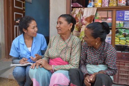 Community health volunteer counseling patient