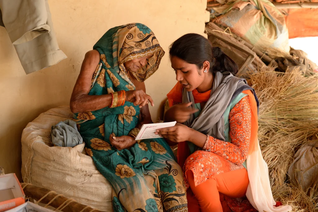Two ladies eye check